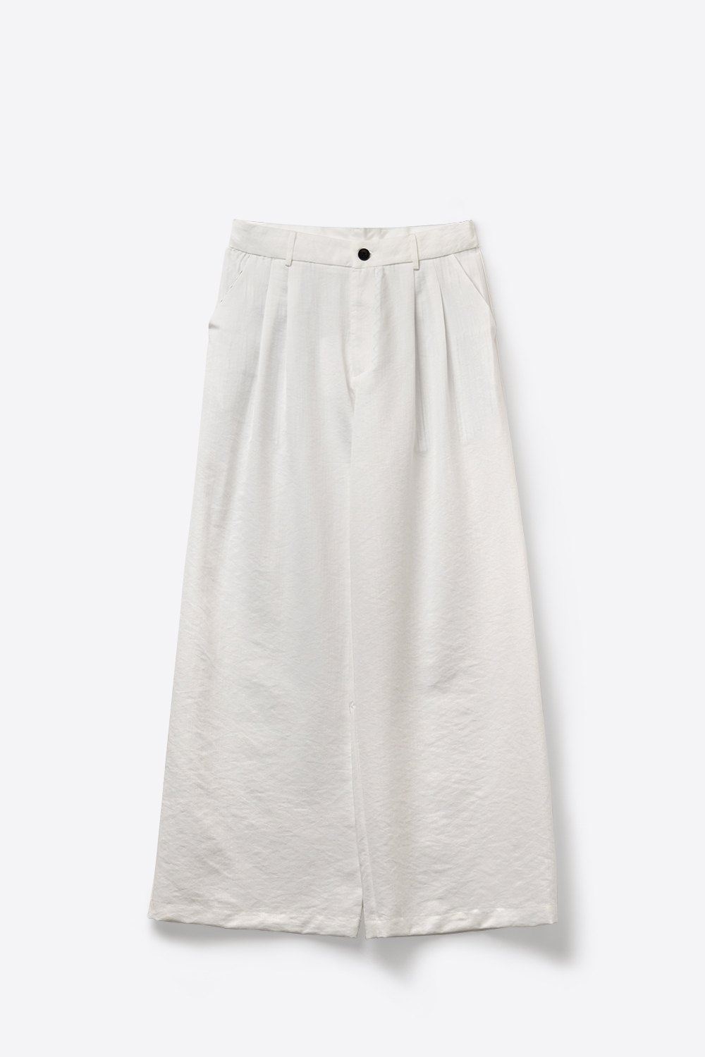 Pantalones Blancos de Pierna Ancha con Pliegues Frontales para el Verano