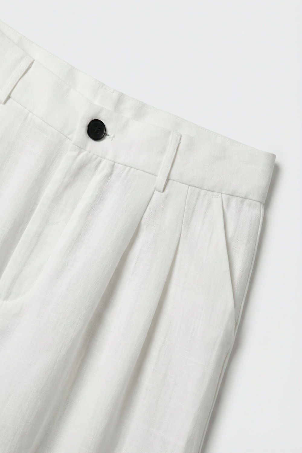 Pantalones Blancos de Pierna Ancha con Pliegues Frontales para el Verano