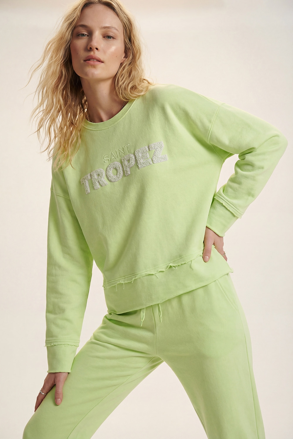 Saint Tropez Sudadera bordada verde menta