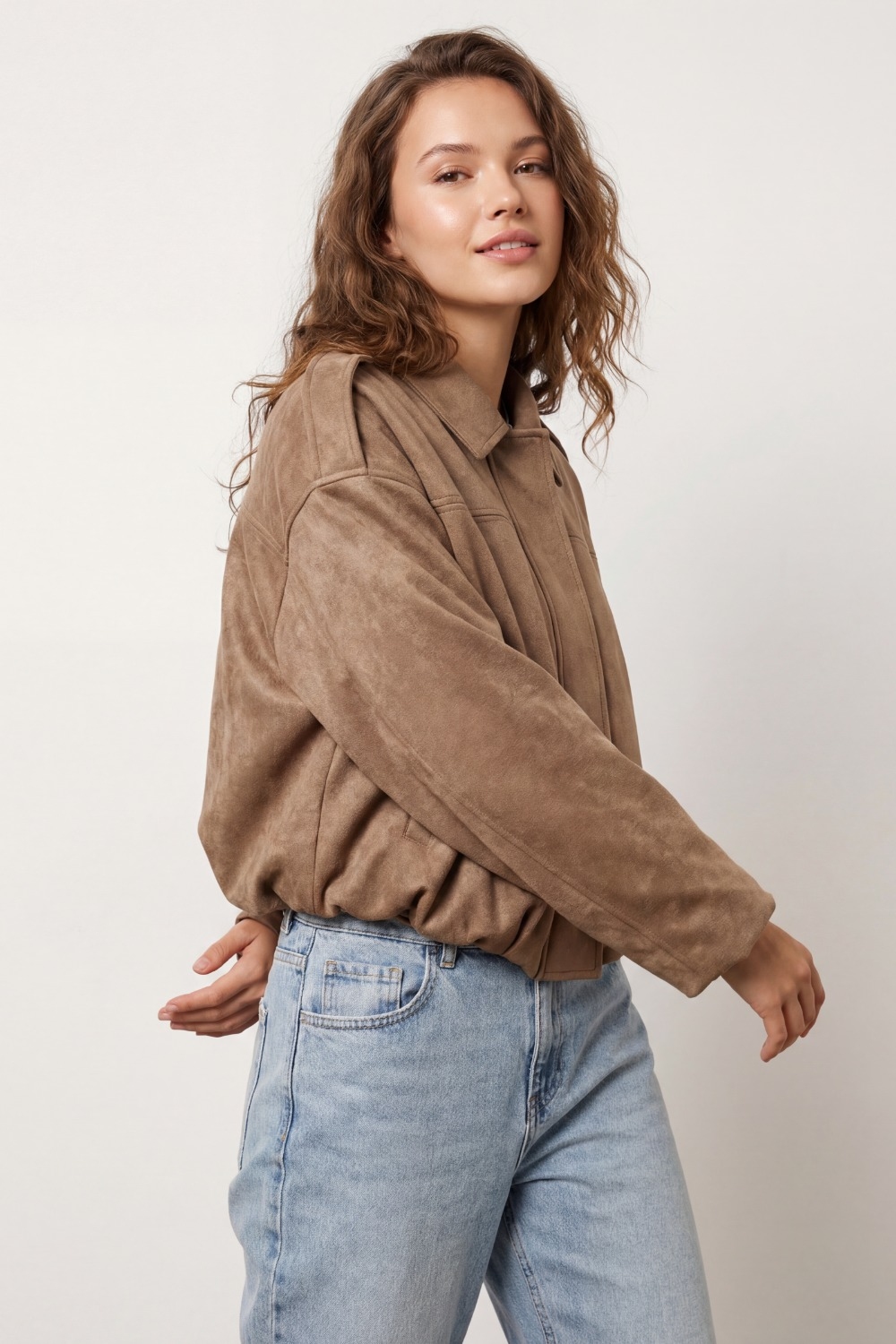 Chaqueta bomber recortada efecto ante Chaqueta bomber recortada efecto ante