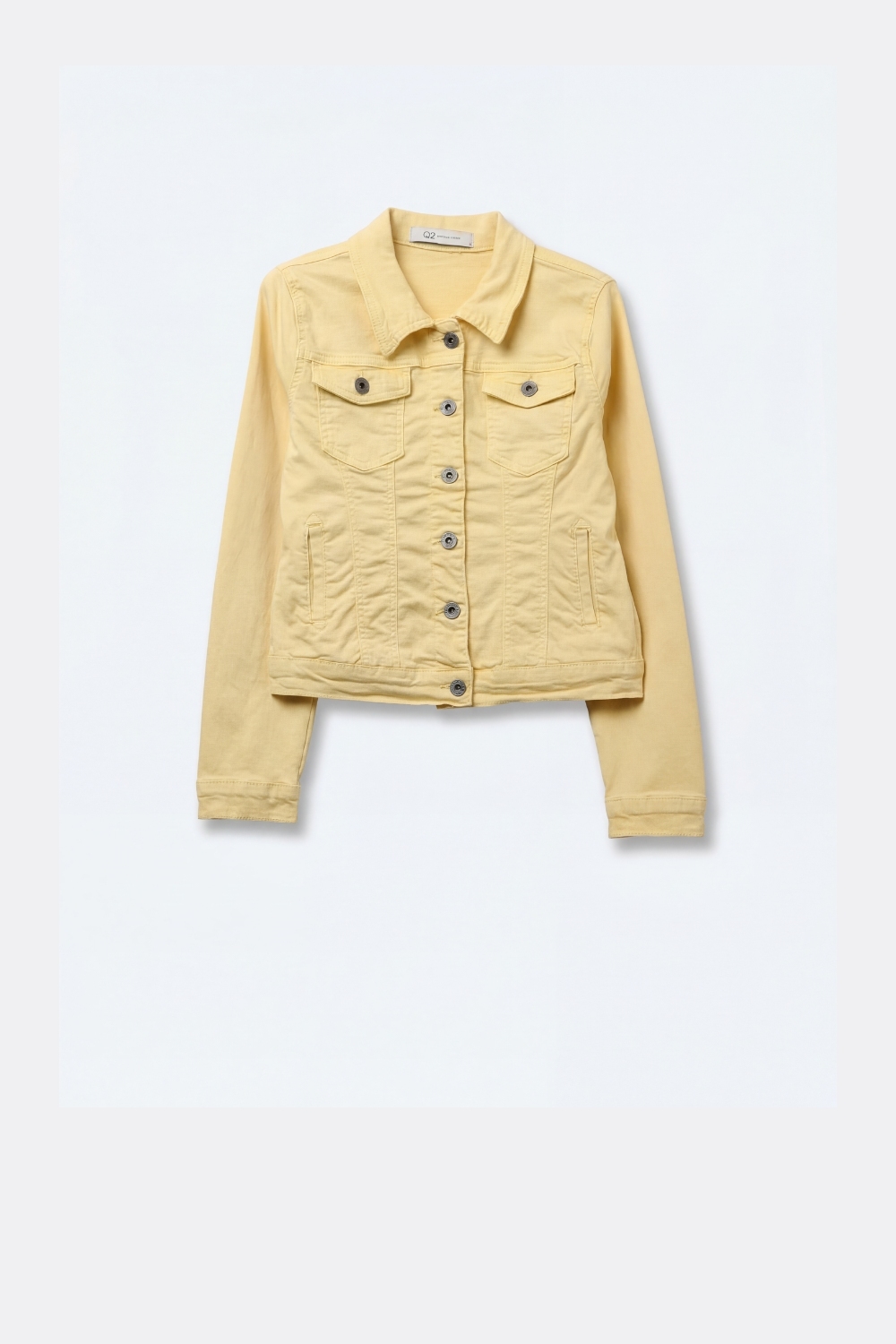 Chaqueta de Denim Amarillo Mantequilla con Cierre de Botones Chaqueta de Denim Amarillo Mantequilla con Cierre de Botones