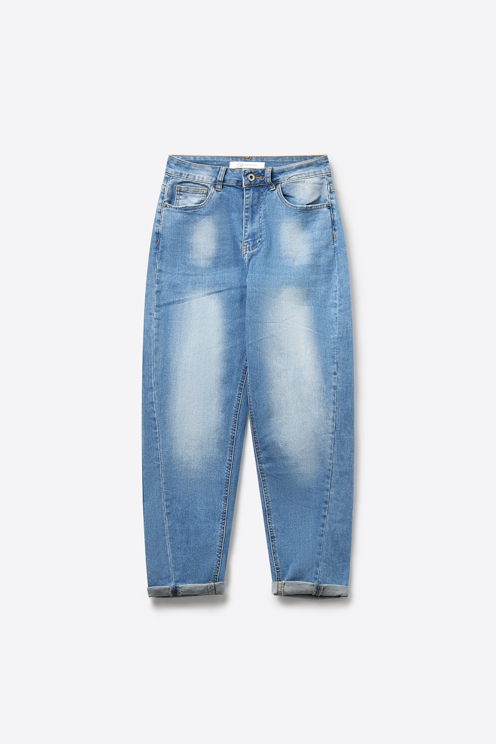 Vaqueros de corte mom estilo denim azul claro en largo al tobillo
