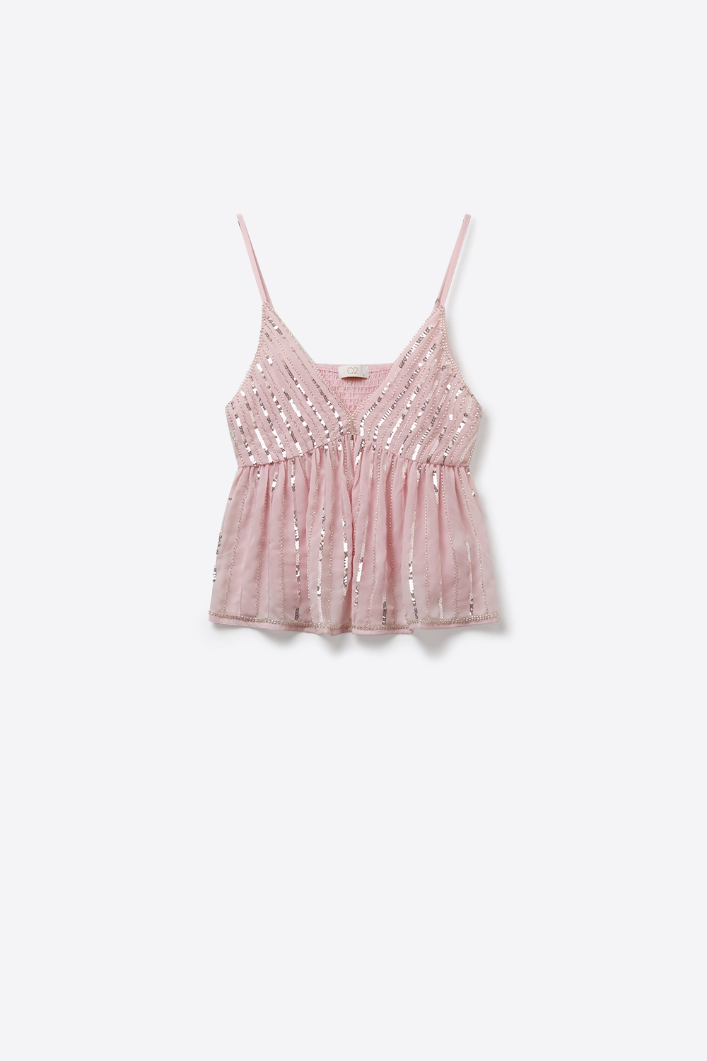 Top de fiesta rosa con lentejuelas y detalle en la cintura Top de fiesta rosa con lentejuelas y detalle en la cintura