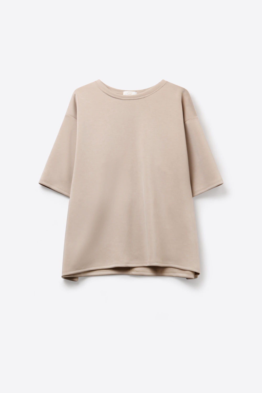 Camiseta de manga corta con ajuste relajado y cuello redondo en beige