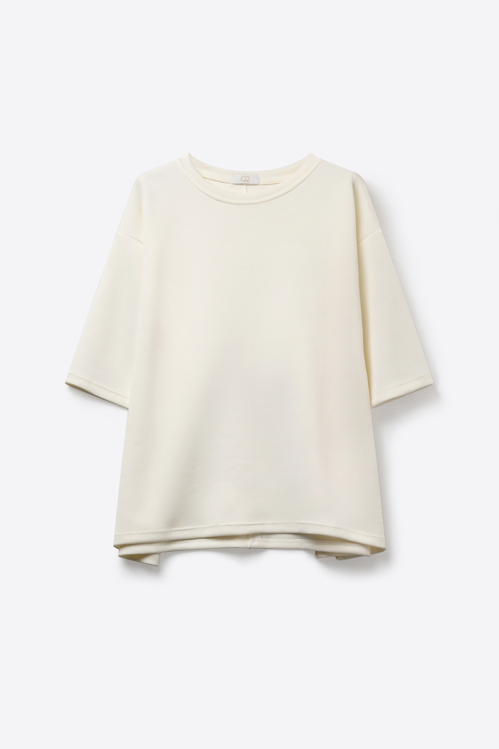 Sudadera crema de ajuste relajado de manga corta con cuello redondo Sudadera crema de ajuste relajado de manga corta con cuello redondo