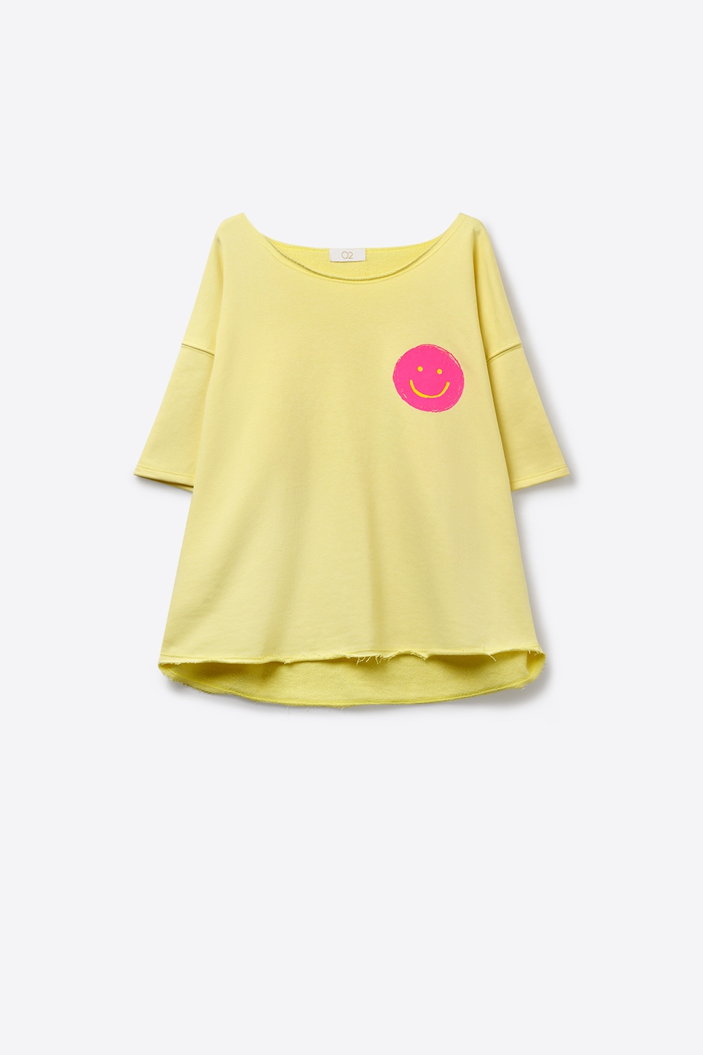 Sudadera de Algod&oacute;n Ajuste Relajado Amarillo con Parche de Sonrisa