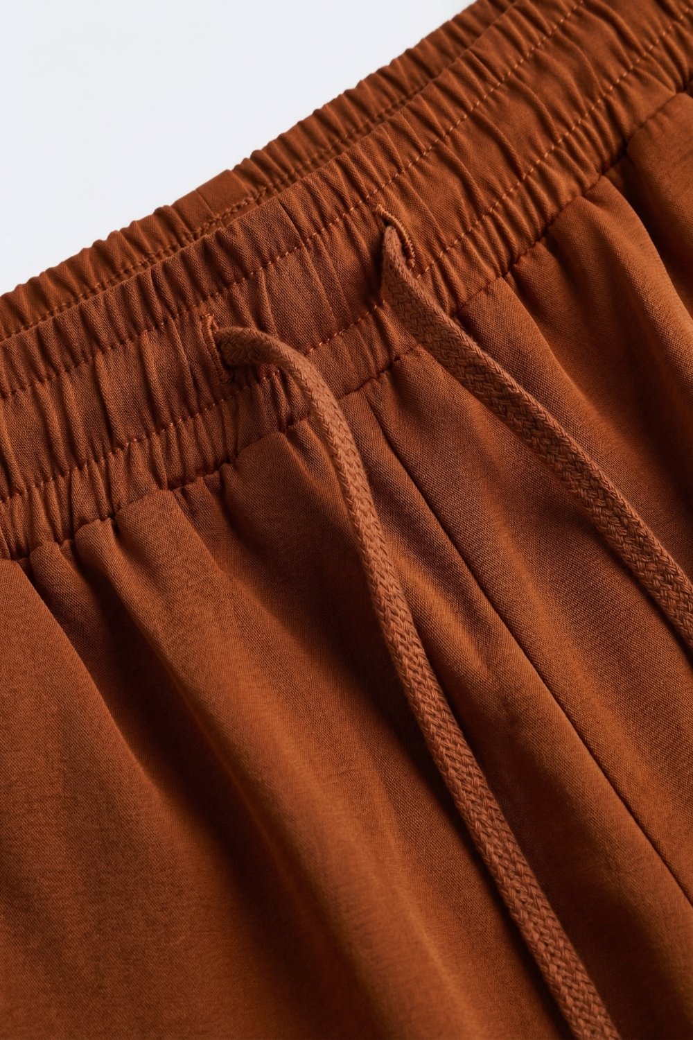 Pantalones Casuales Anchos de Pierna con Cintura de Cordón en Terracota Pantalones Casuales Anchos de Pierna con Cintura de Cordón en Terracota