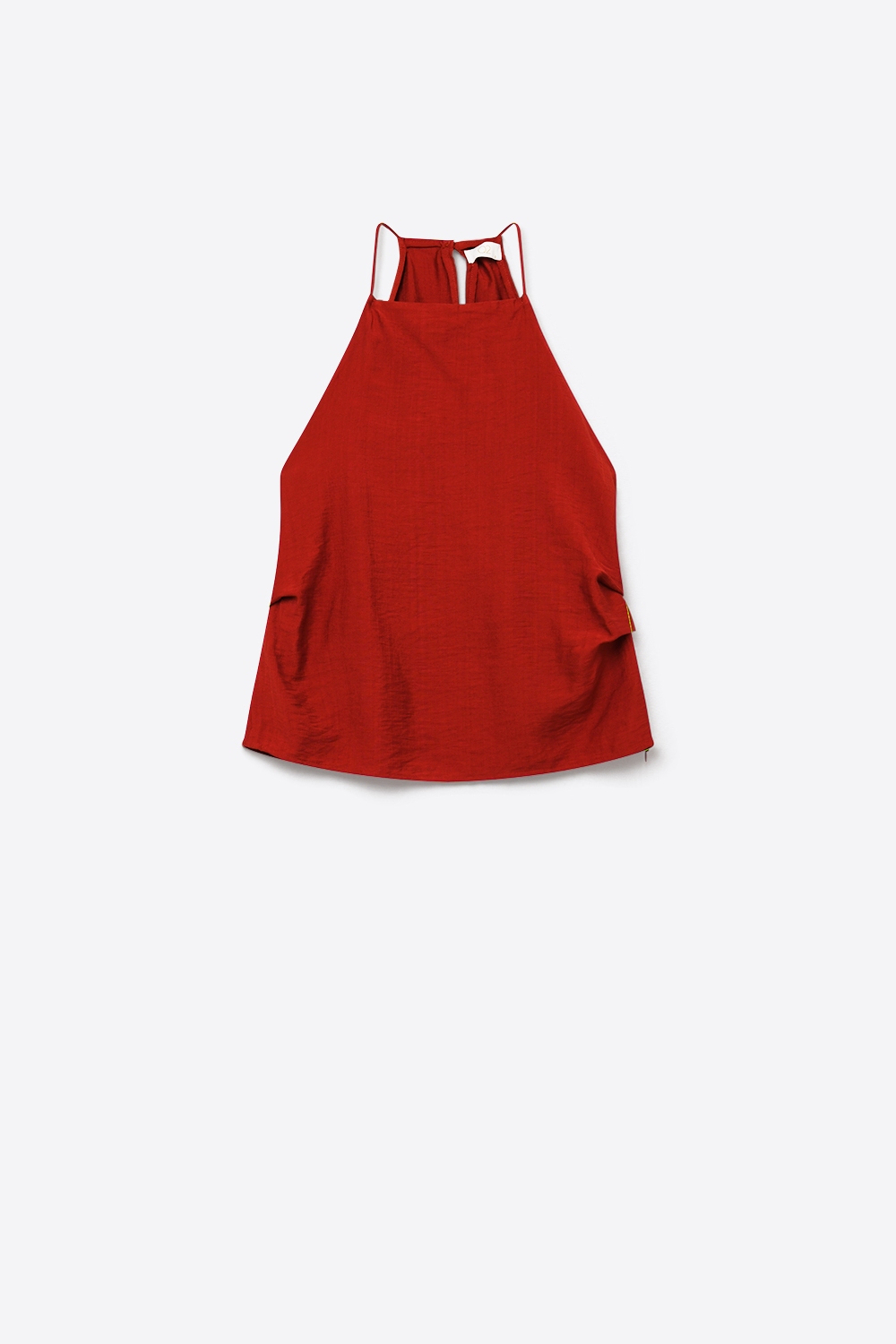 Top sin mangas con cuello halter texturizado en terracota