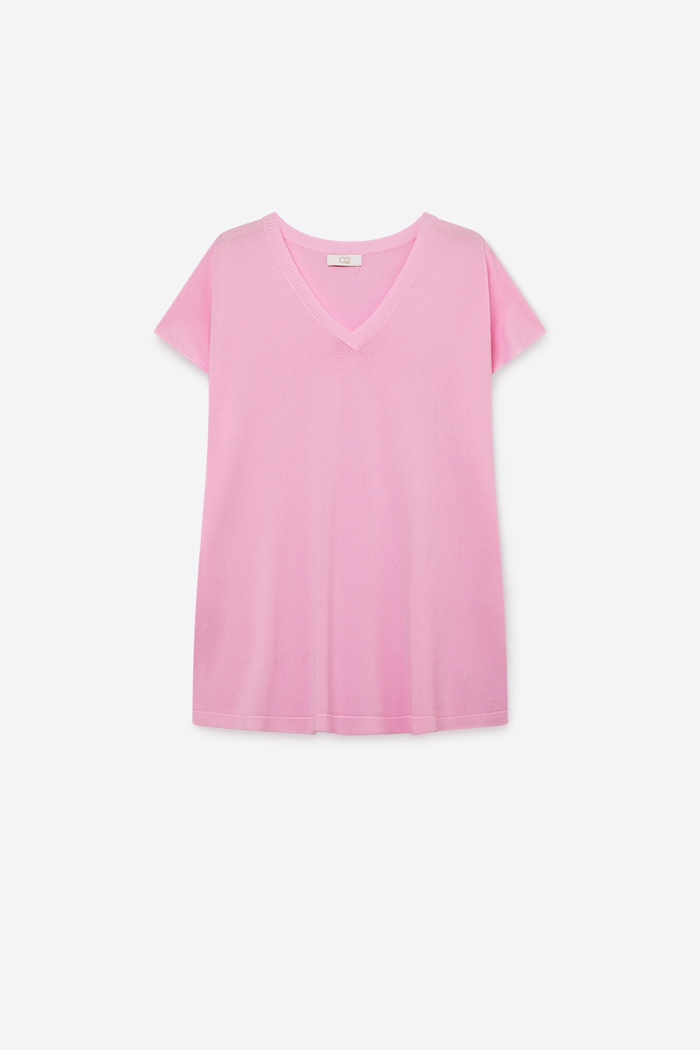 Jersey de punto rosa de corte relajado y cuello en V