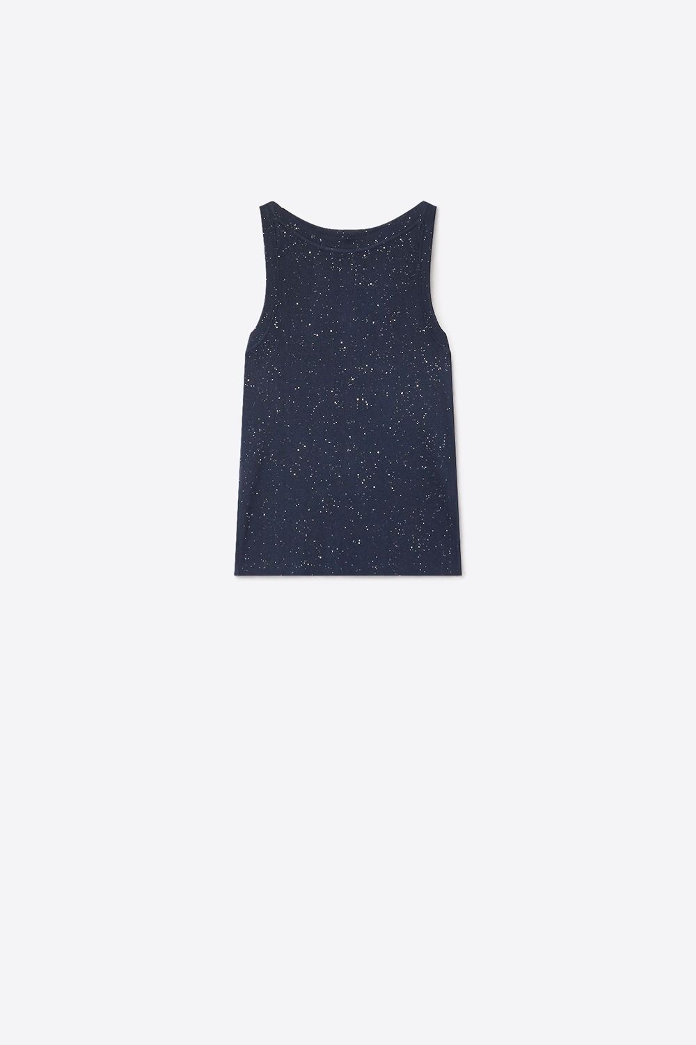 Top de cuello barco de punto fino jaspeado azul marino Top de cuello barco de punto fino jaspeado azul marino