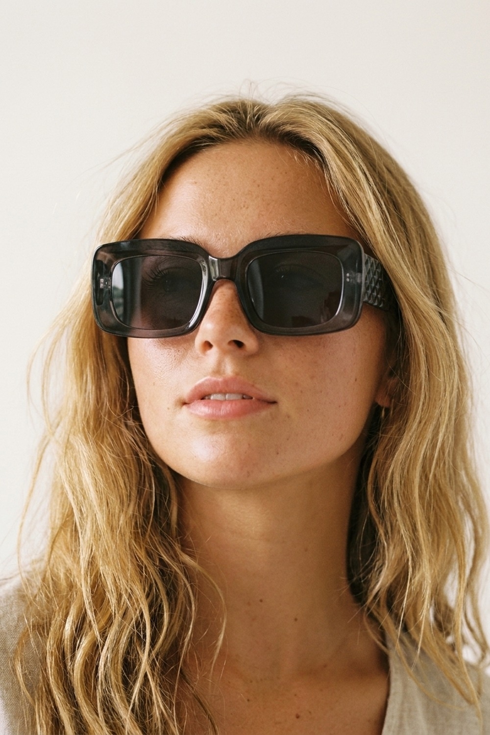 Gafas de sol rectangulares oversize vintage en gris