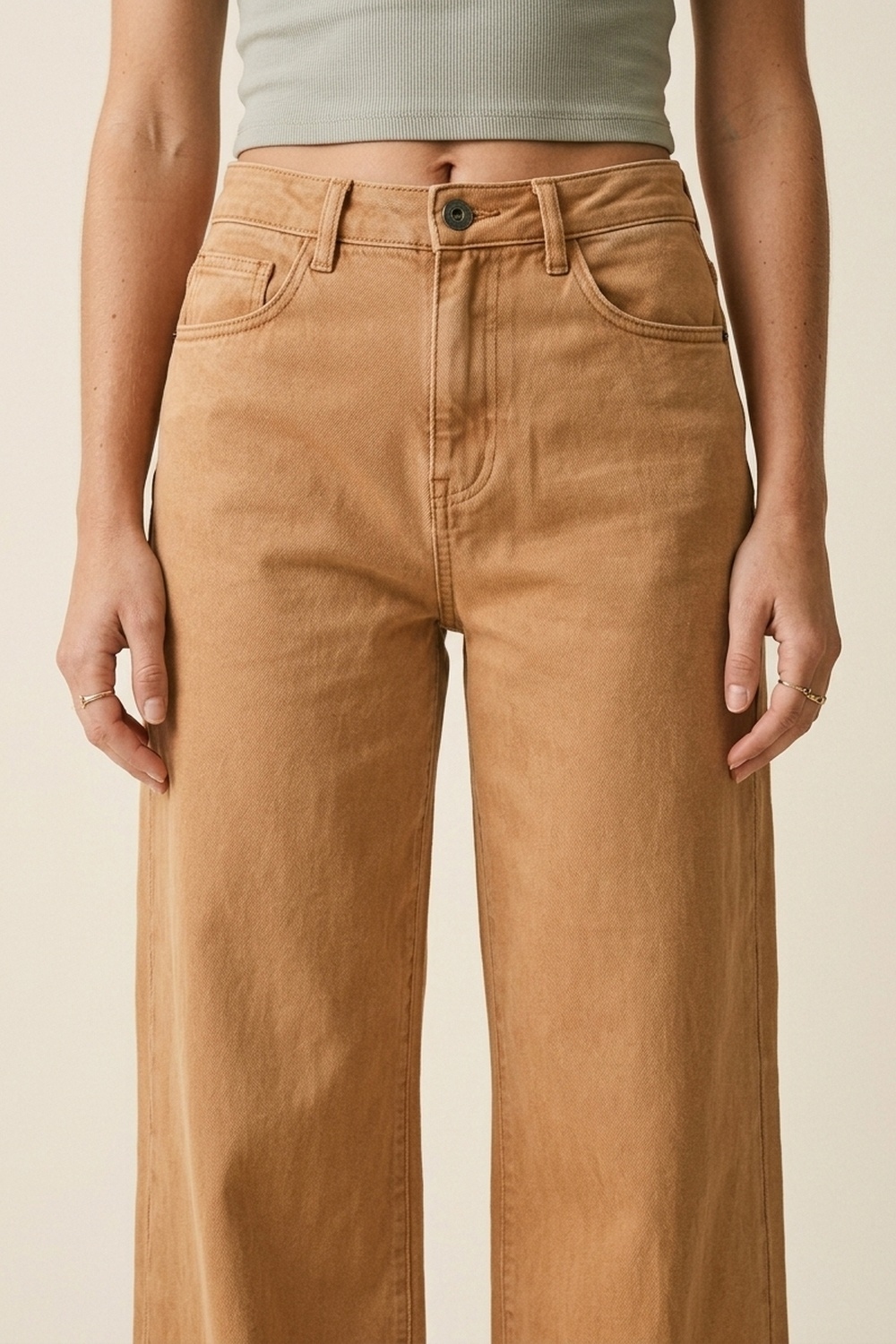 Pantalones Anchos Naranja de Sarga Ligera Pantalones Anchos Naranja de Sarga Ligera