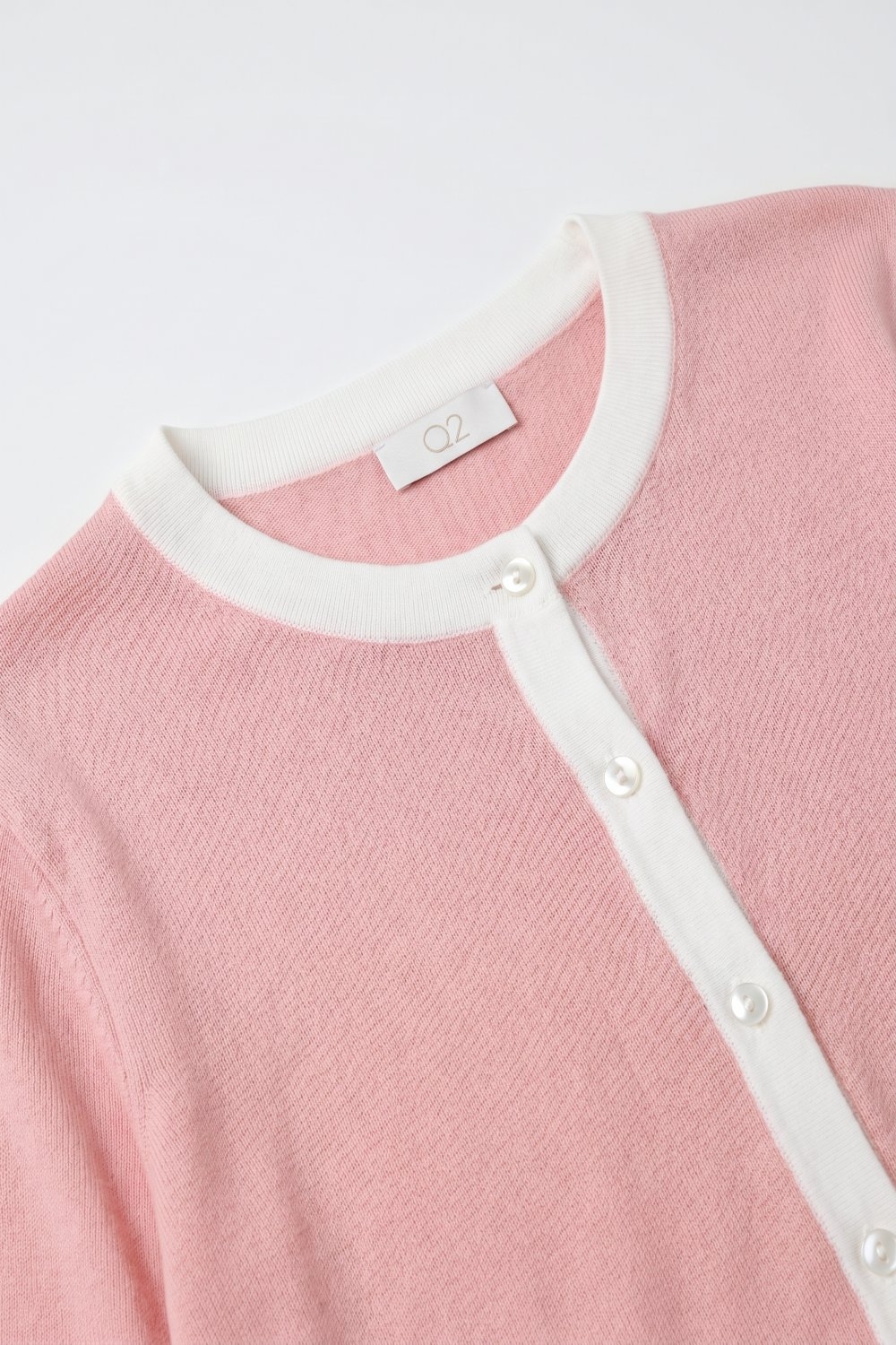 Chaqueta de punto fino con ribete en contraste color rosa viejo Chaqueta de punto fino con ribete en contraste color rosa viejo