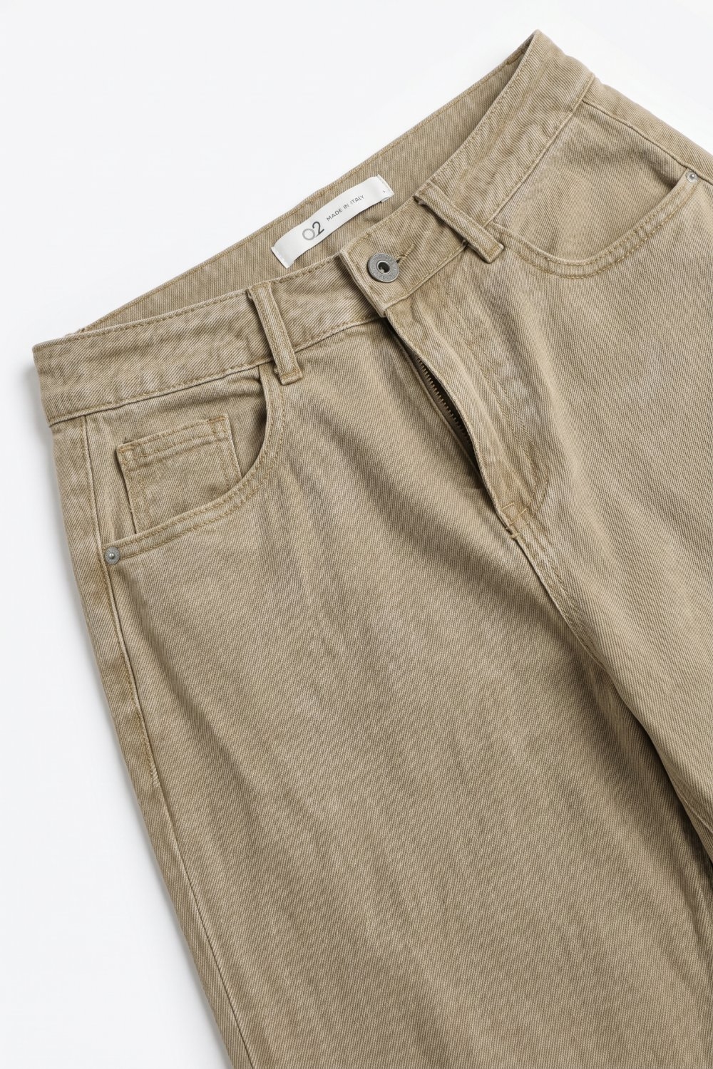 Pantalones vaqueros beige de mezclilla elástica suave de pierna ancha con costura en la rodilla Pantalones vaqueros beige de mezclilla elástica suave de pierna ancha con costura en la rodilla