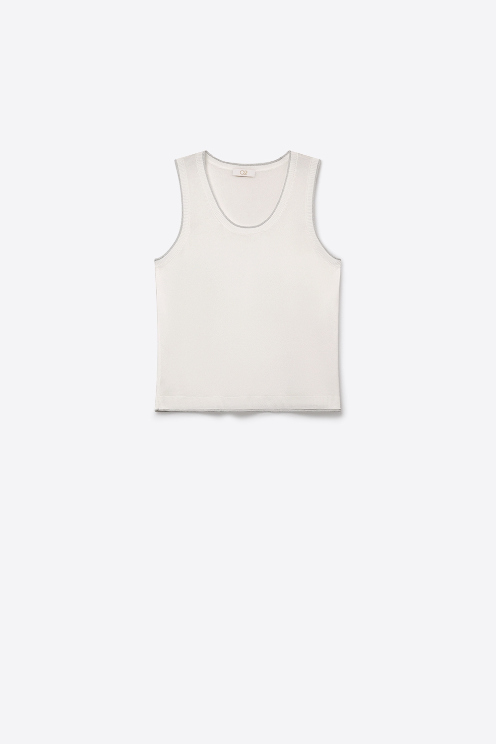 Camiseta de Tirantes Blanca de Punto Fino con Ribetes Acanalados de Ajuste Regular Camiseta de Tirantes Blanca de Punto Fino con Ribetes Acanalados de Ajuste Regular