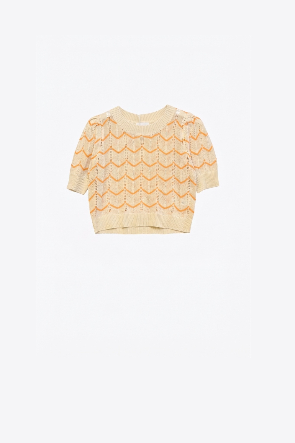 Jersey de punto fino con estampado de espiga en amarillo claro