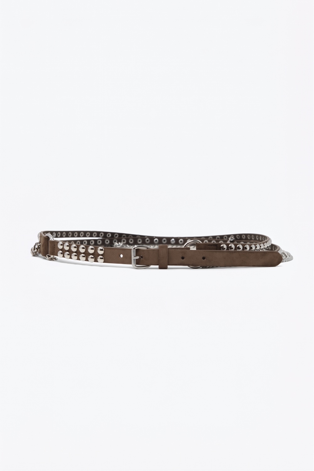 Cintur&oacute;n de Camello con Tachuelas y Cadenas Colgantes