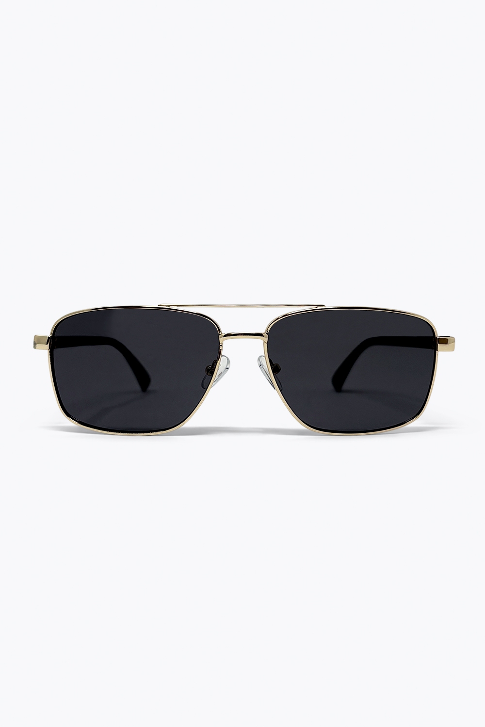 Gafas de sol cuadradas de aviador doradas con montura de metal
