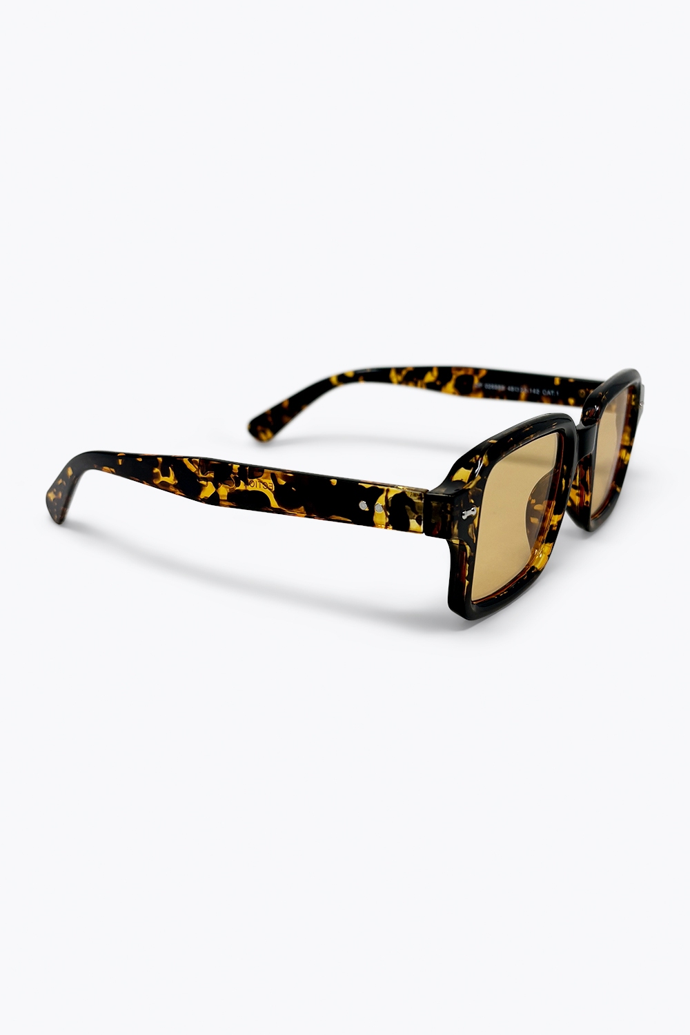 Gafas de sol con montura cuadrada de carey multicolor y lentes amarillas