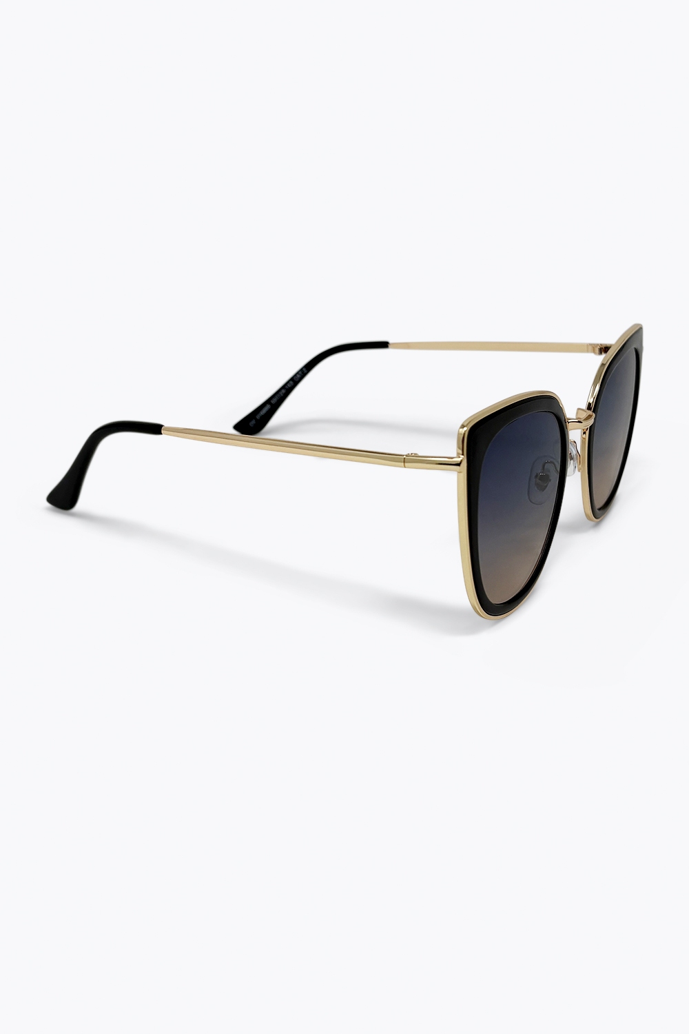 Gafas de Sol de Ojo de Gato Sobredimensionadas con Lente de Gradiente Negro y Borde Dorado