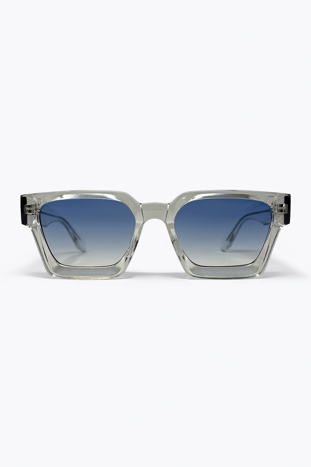 Gafas de sol cuadradas con marco transparente multicolor y degradado azul Gafas de sol cuadradas con marco transparente multicolor y degradado azul