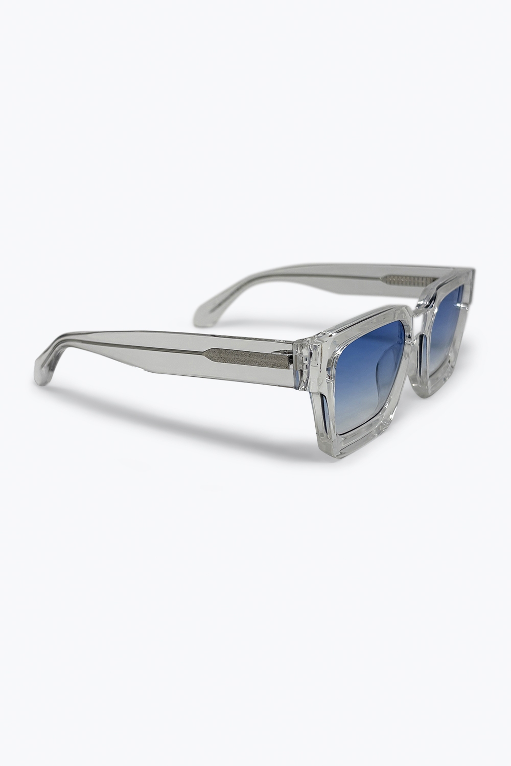 Gafas de sol cuadradas con marco transparente multicolor y degradado azul Gafas de sol cuadradas con marco transparente multicolor y degradado azul