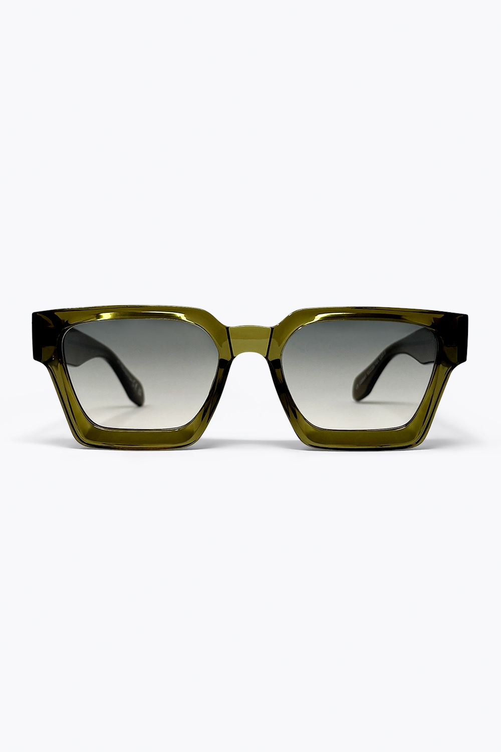 Gafas de Sol Urbanas con Montura Cuadrada y Lentes Degradadas en Color Oliva