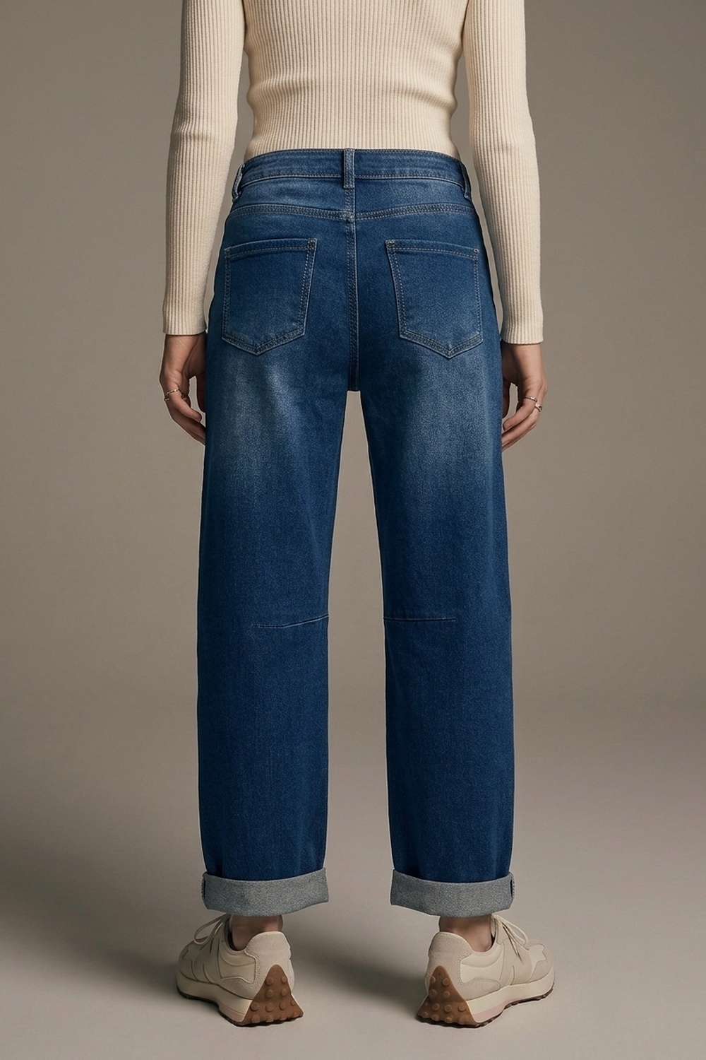 Vaqueros Basic Barrel Style en azul medio