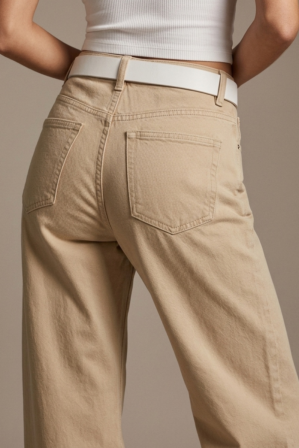Pantalón extra ancho en beige lavado Pantalón extra ancho en beige lavado