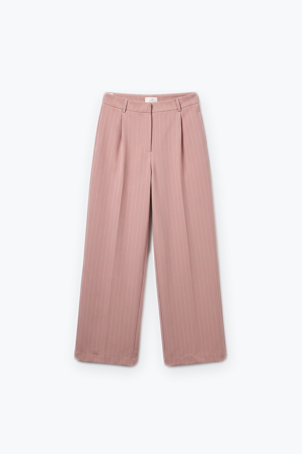 pantalones de pierna ancha plisados de tejido ligero a rayas en rosa pantalones de pierna ancha plisados de tejido ligero a rayas en rosa