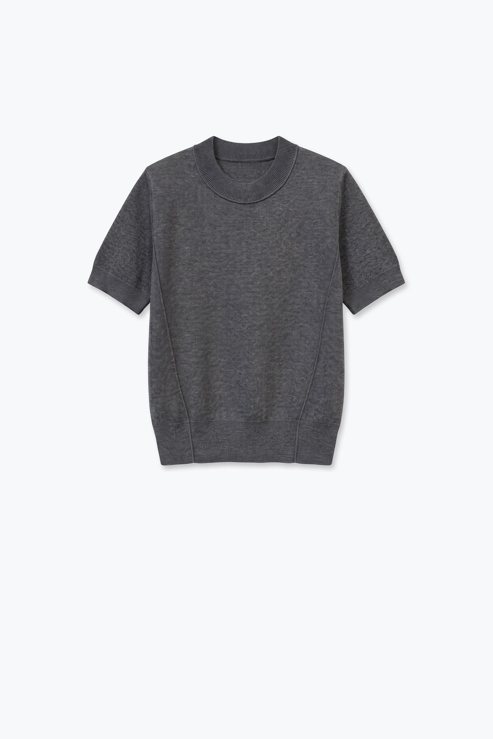 Su&eacute;ter de Manga de Punto Fino en Mezcla de Lana Merino Gris
