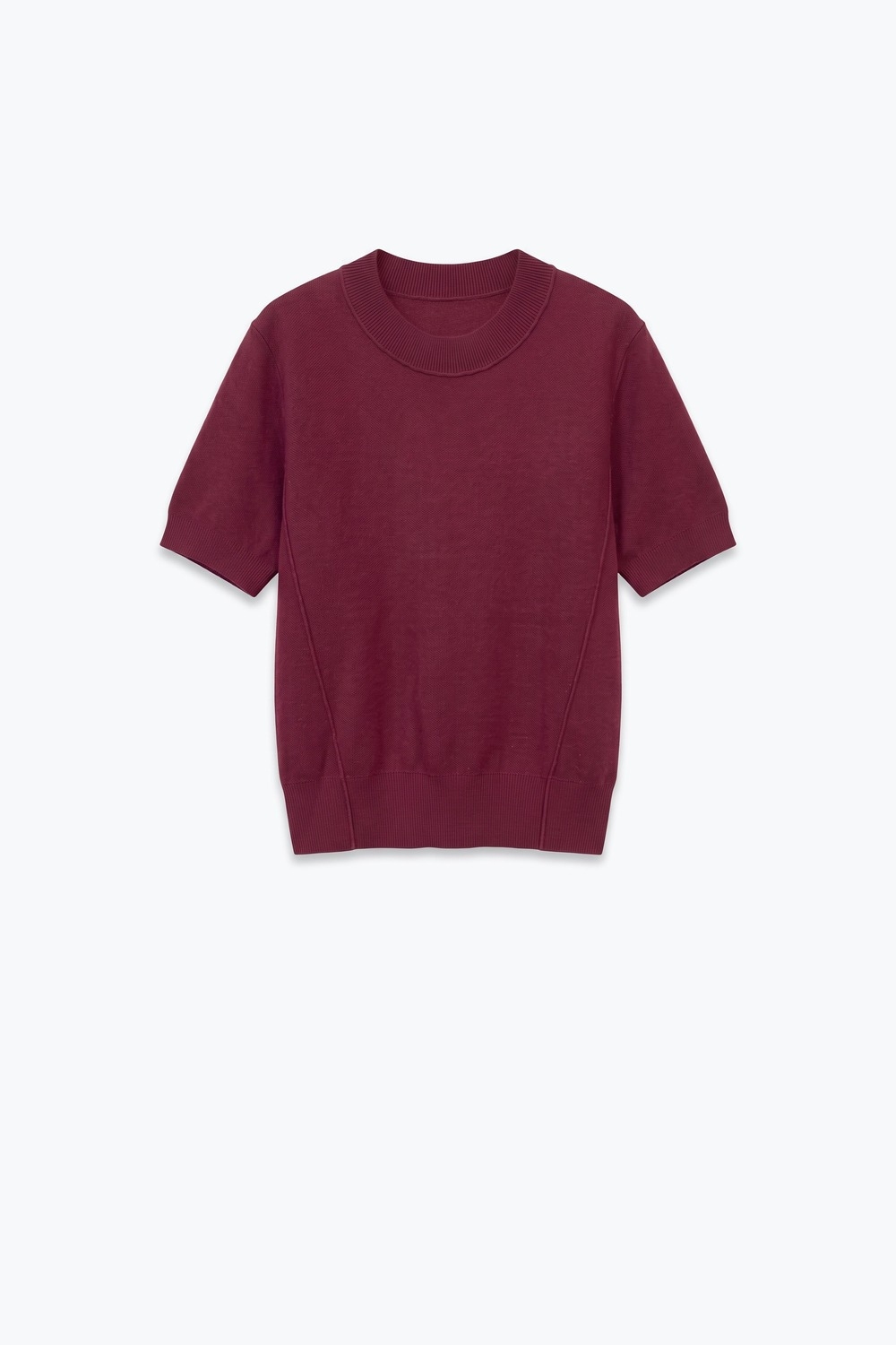 Mezcla de Lana Merino Borgo&ntilde;a Jersey de Punto Fino de Manga Corta