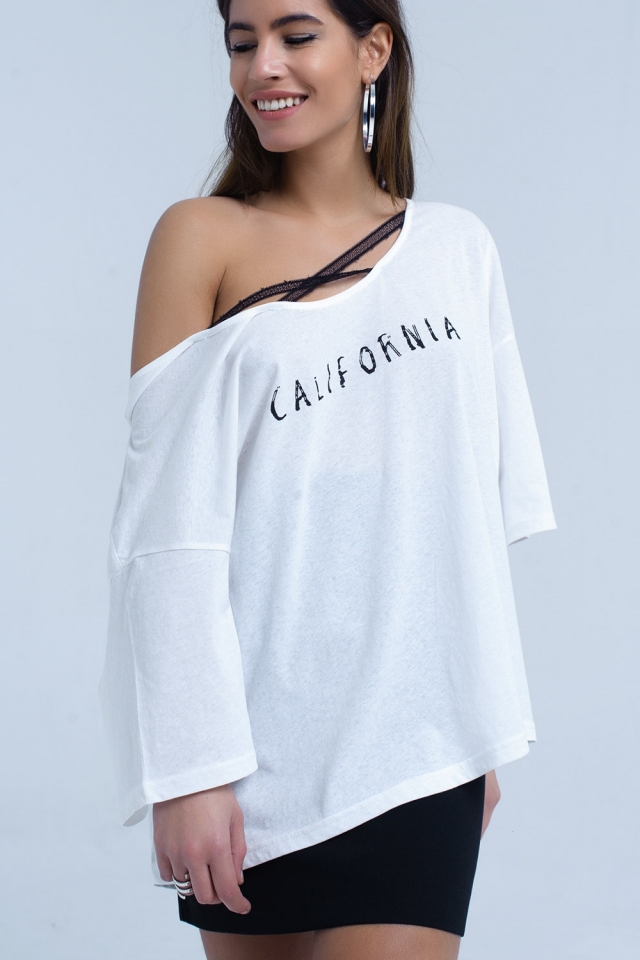 T-shirt bianca con logo California