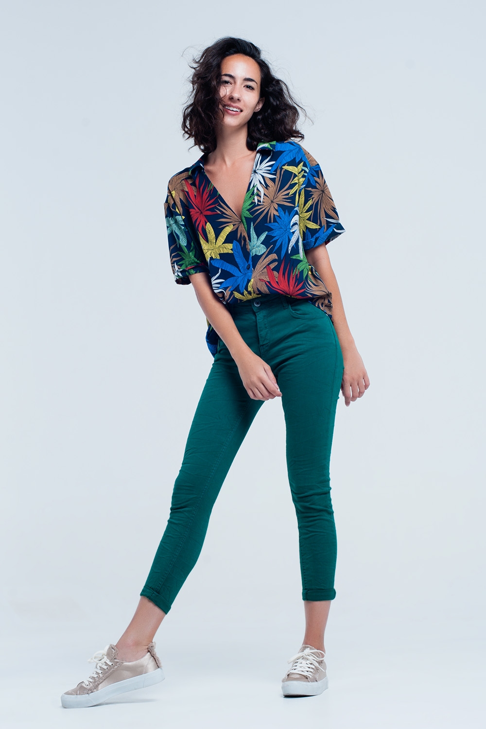 Skinny jeans elastico verde Skinny jeans elastico verde