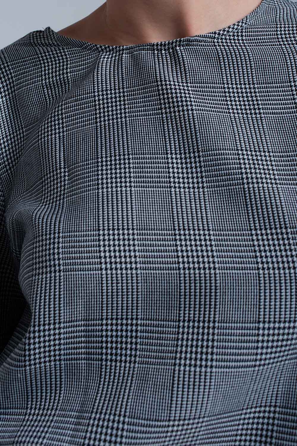 Top de tartán gris con cintas Top de tartán gris con cintas