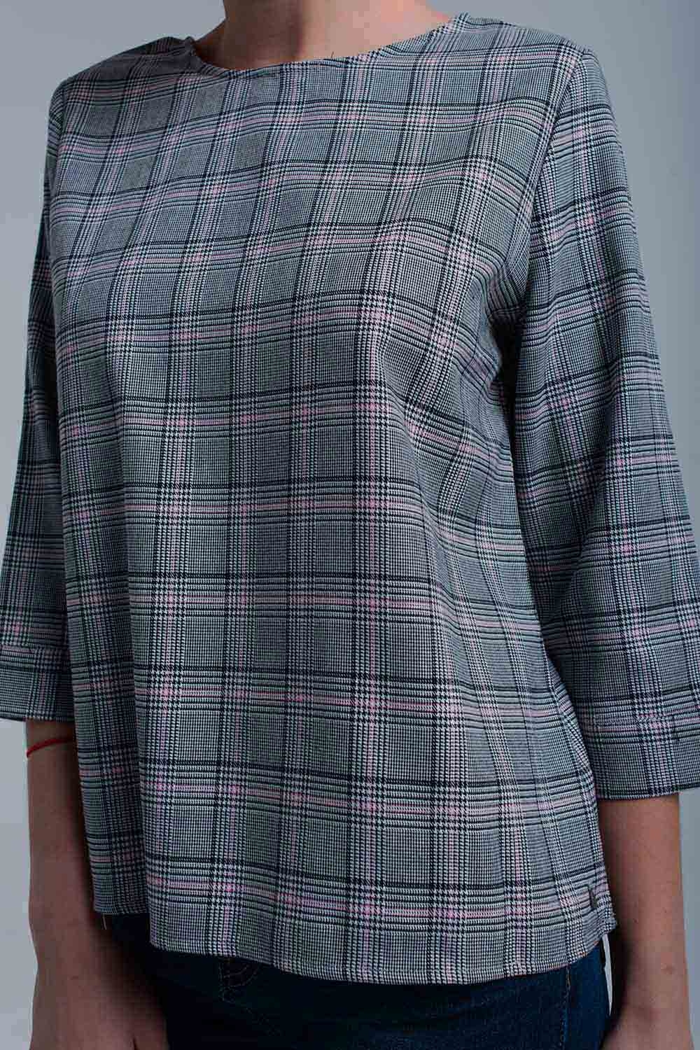 Top de tartán rosa con cintas Top de tartán rosa con cintas