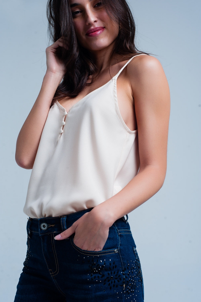 Beige Cami Top with Buttons