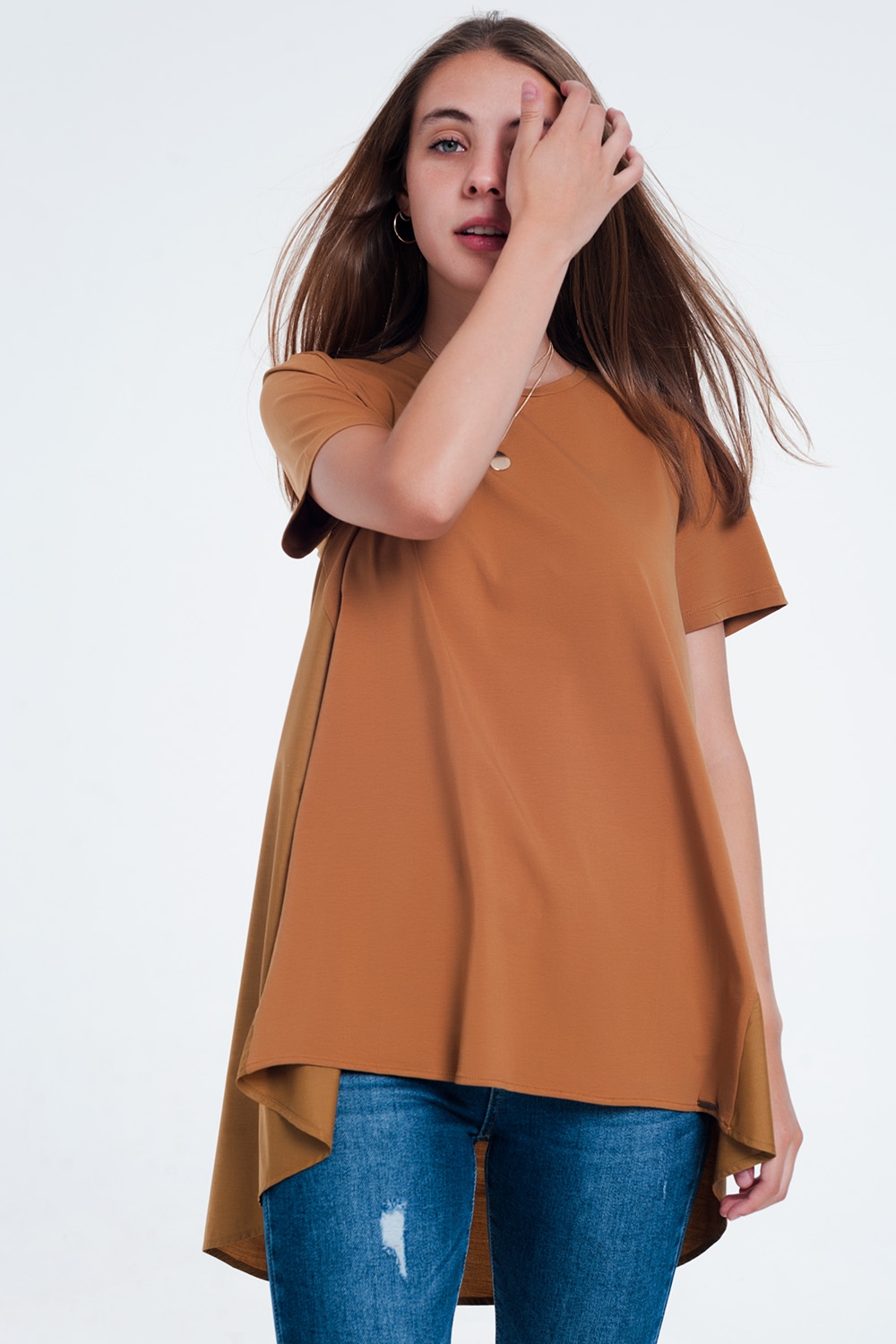 T-Shirt-Kleid in braun