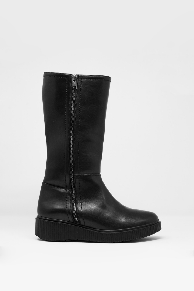 bottes zippées épaisses en noir