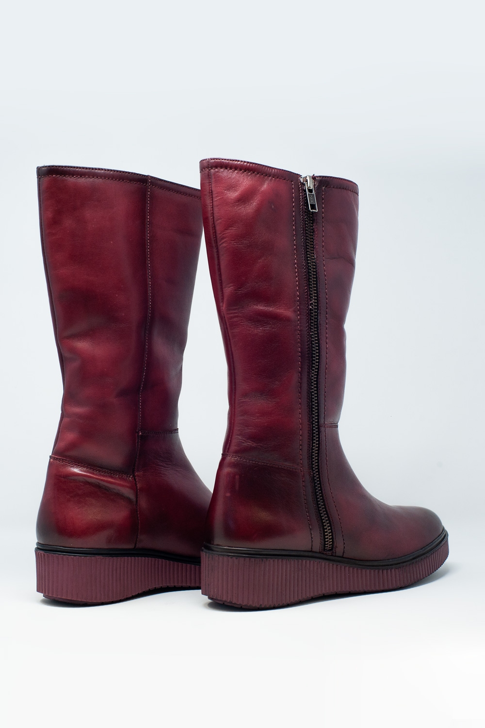 Botas con cremallera gruesos en granate Botas con cremallera gruesos en granate