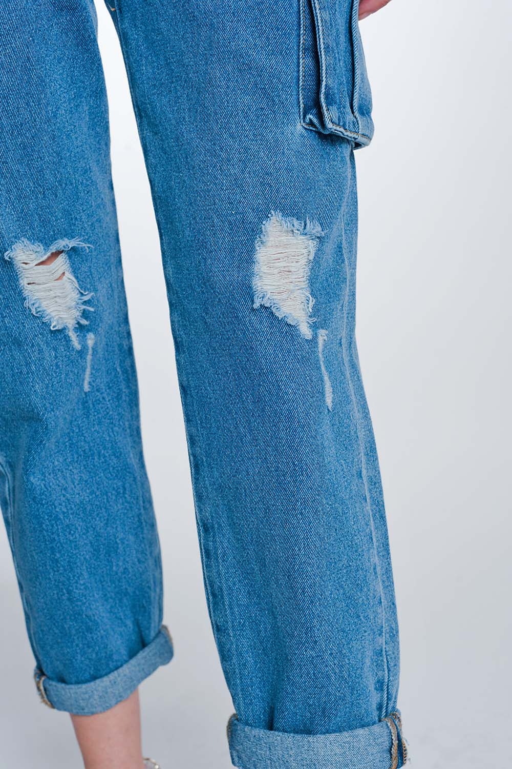 Jeans boyfriend con bolsillos laterales y rotos Jeans boyfriend con bolsillos laterales y rotos