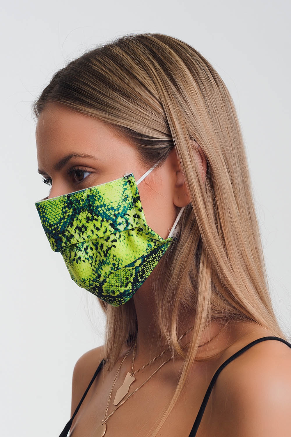 Paquete de 5 unidades Mascarilla verde estampado de serpiente