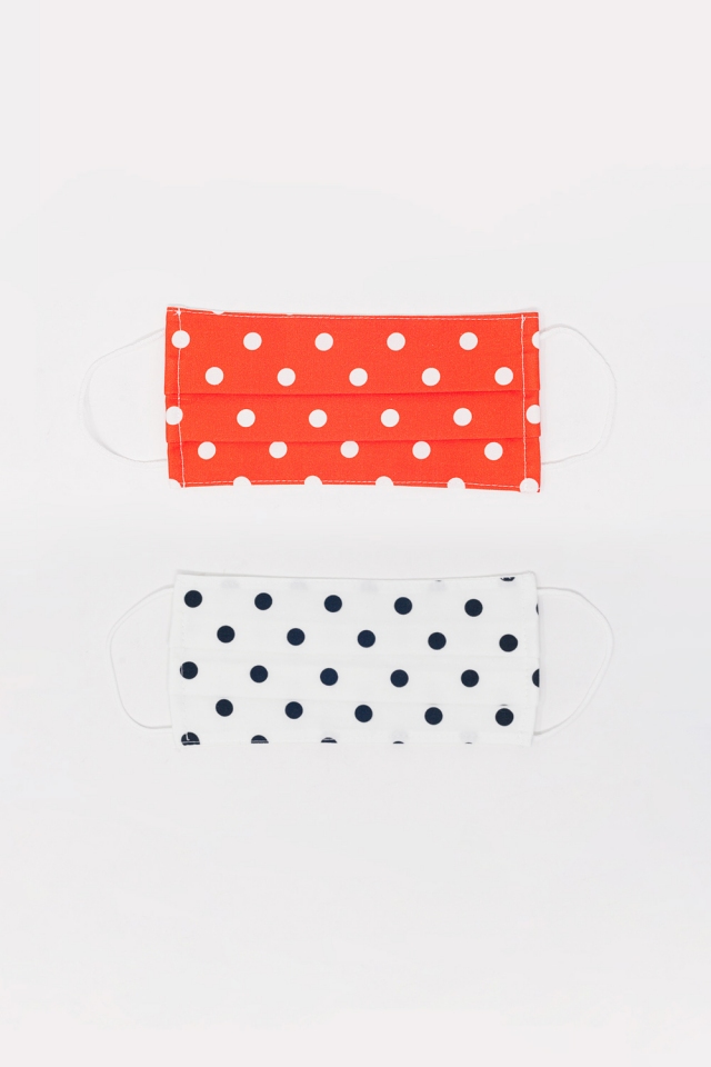 2 PACK Polka Dot white and red Mask