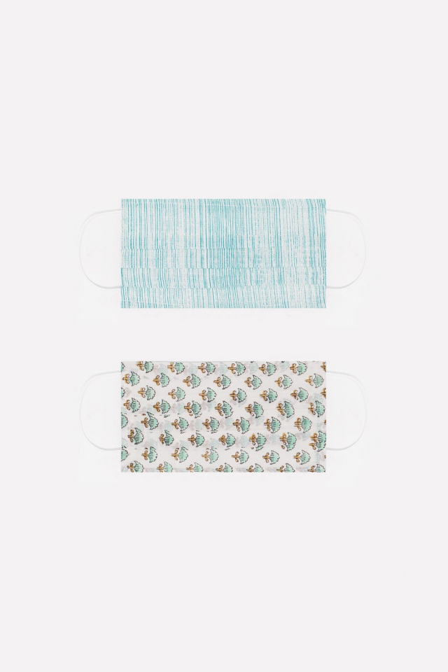 2 PACK Maschera turchese cotone organico con stampa