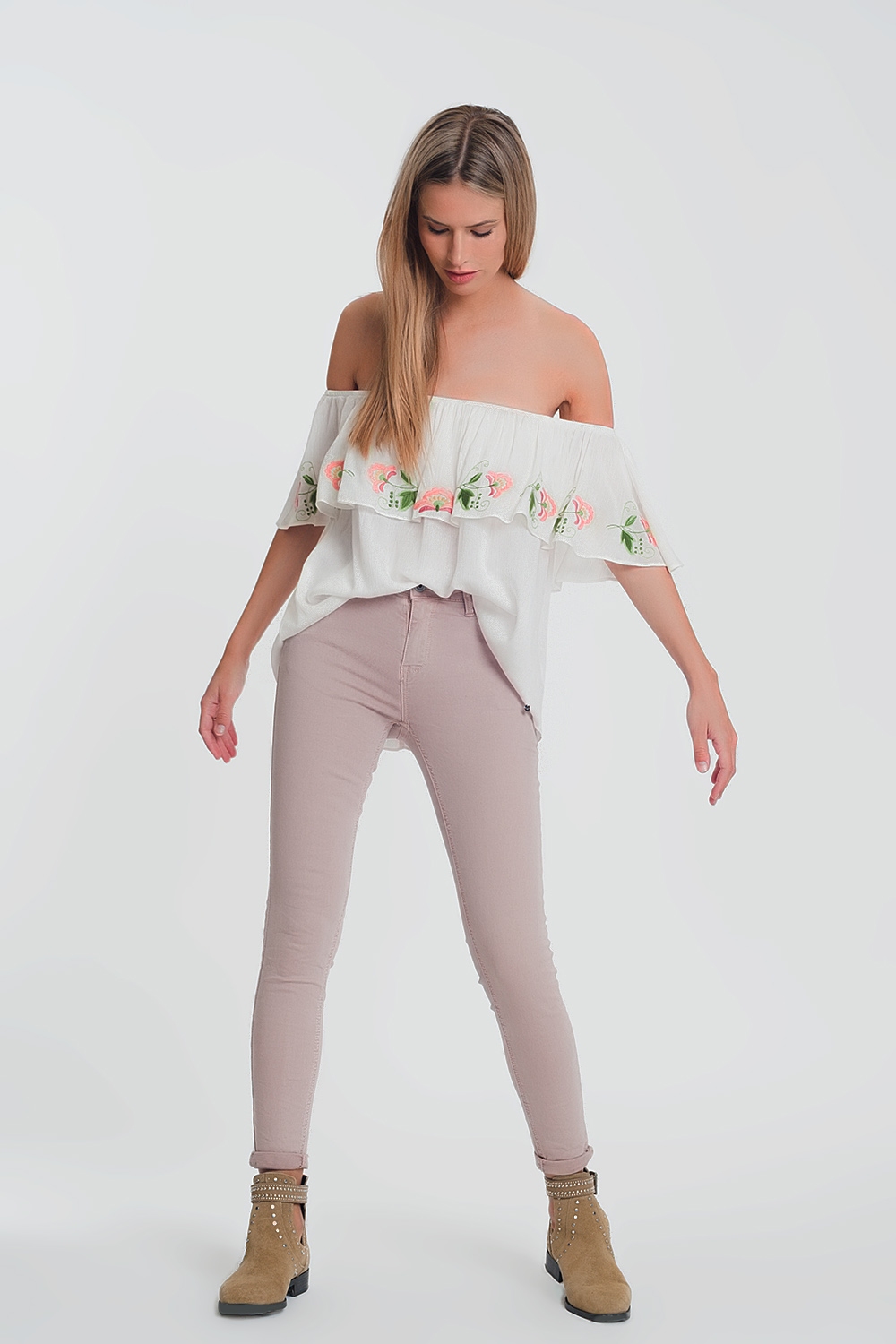 Pantalon de talle alto super ajustado en color rosa Pantalon de talle alto super ajustado en color rosa