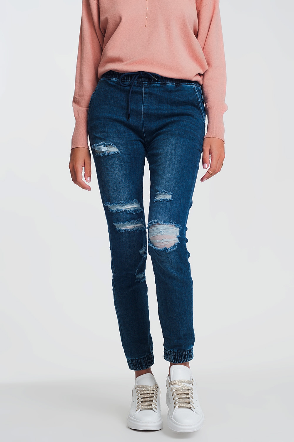 Vaqueros ligeros estilo joggers azul oscuro Vaqueros ligeros estilo joggers azul oscuro