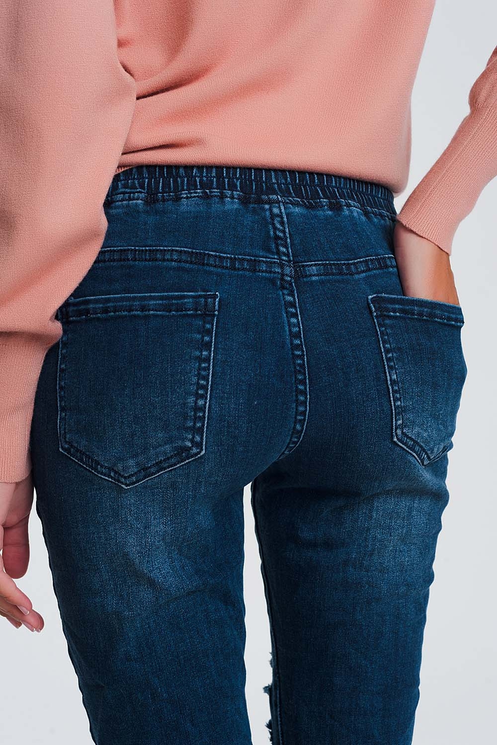 Vaqueros ligeros estilo joggers azul oscuro Vaqueros ligeros estilo joggers azul oscuro