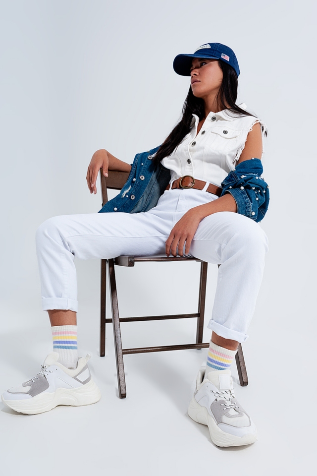Original Mom Jeans in Weiß
