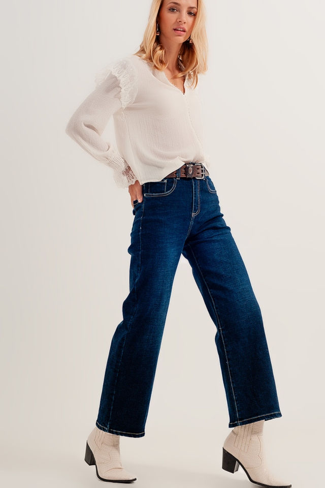 Ruimvallende relaxed jeans me hoge taille