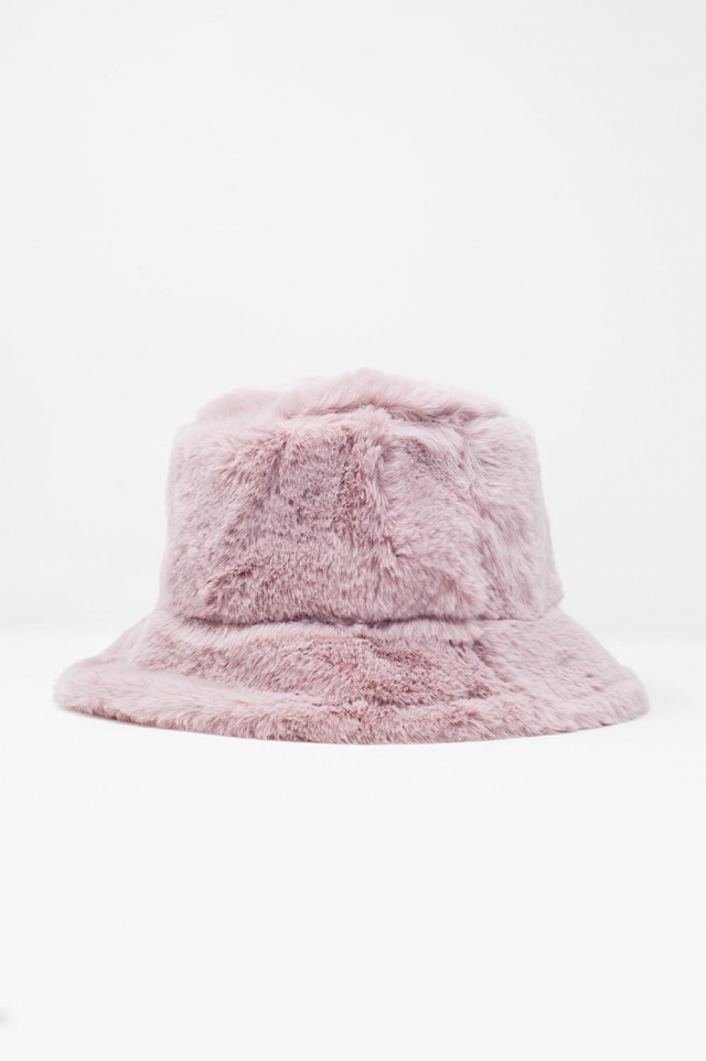 Chapéu de pescador de pelúcia dupla face cor de rosa reversível